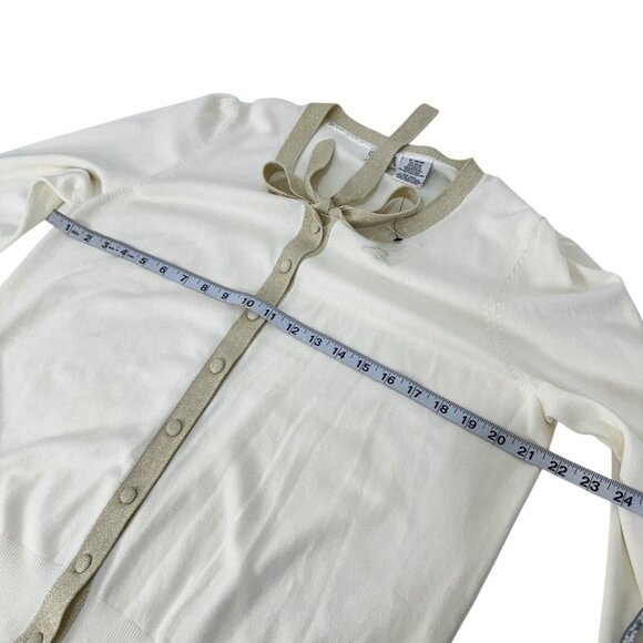 George Womens XL(16-18) Button Up Cardigan Sweater Vanilla Dream With Bow Detail - Picture 5 of 13